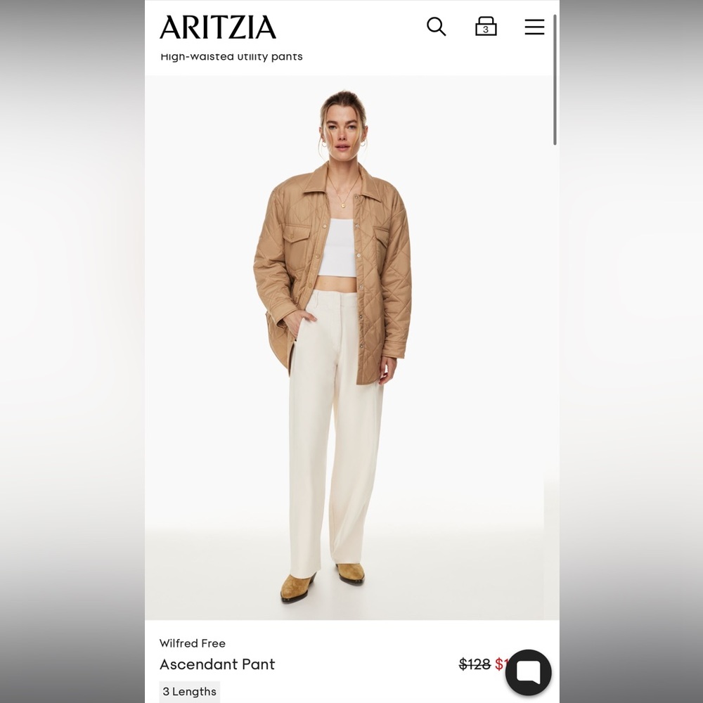 Aritzia Wilfred ascent pant. Color birch. Only worn twice for work size 0